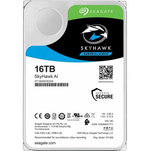 Жесткий диск 3.5" SATA 16TB Seagate SkyHawk AI Surveillance (ST16000VE000)