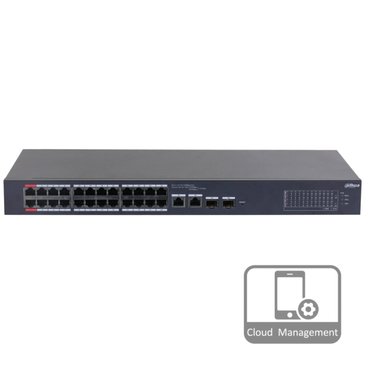 Комутатор 24-портовий PoE Hikvision DS-3E0326P-E(C)